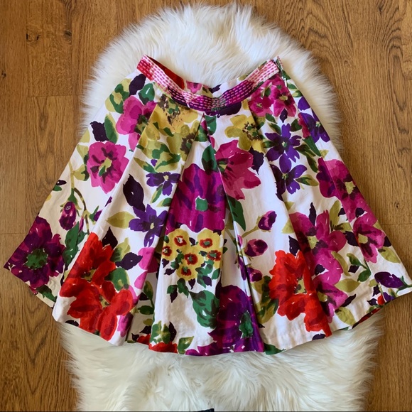 Anthropologie Dresses & Skirts - Baraschi Floral Pleated Lined A Lined Skirt Sz 6